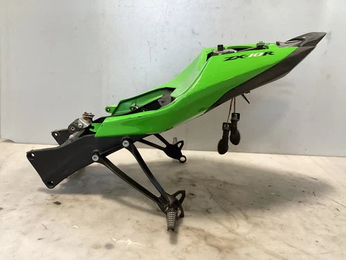 08-10 KAWASAKI NINJA ZX10R ZX10 REAR SUBFRAME TAIL FAIRINGS GREEN OEM BACK
