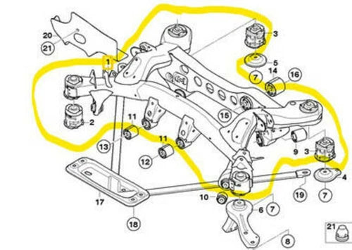1) DH BMW 33316783713 (USED) OEM SUB FRAME AXLE CARRIER FROM: 2007 328i REAR